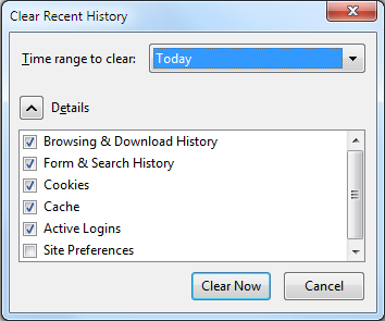 Delete history- Mozilla