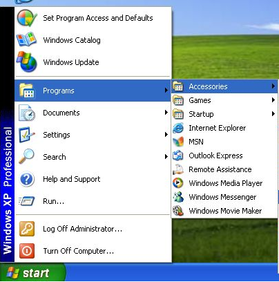 Windows Xp professionalAccessories